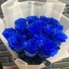 Букет 15 синих роз с лентами R574